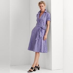 Ralph Lauren Womens Purple Long Sleeve Below The Knee Shirt Dress 20W Purple